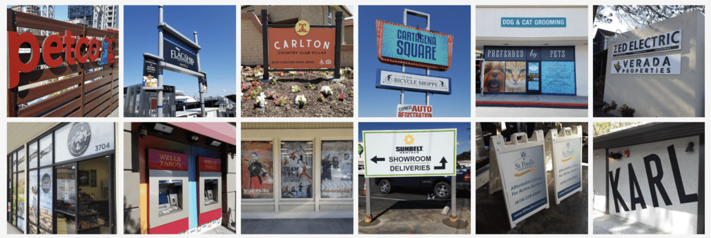 Exterior signage and storefront signage at Sign It San Diego. 3220 Kurtz St, San Diego, CA 92110. (619) 255-3322